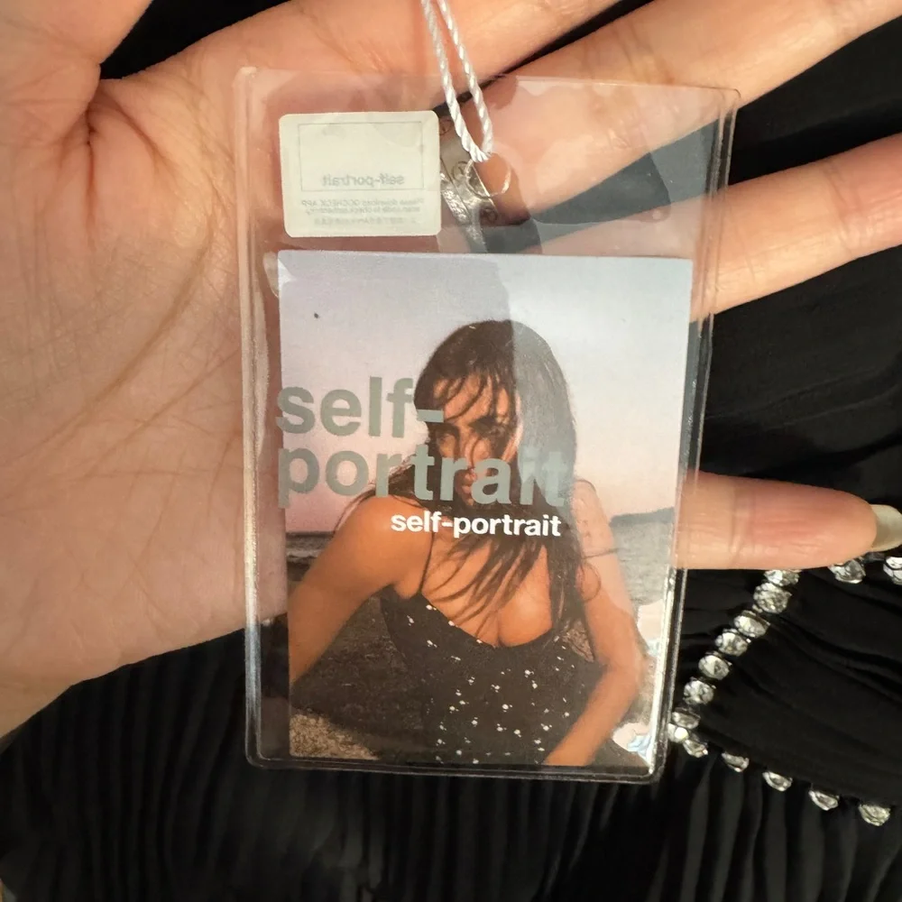 Self Portrait Black Chiffon Tiered Dress with Rhinestones - Picture 6 of 7